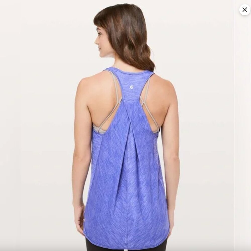 Lululemon Essential Tank Top in Heathered Lazurite Purple Women's Size 6